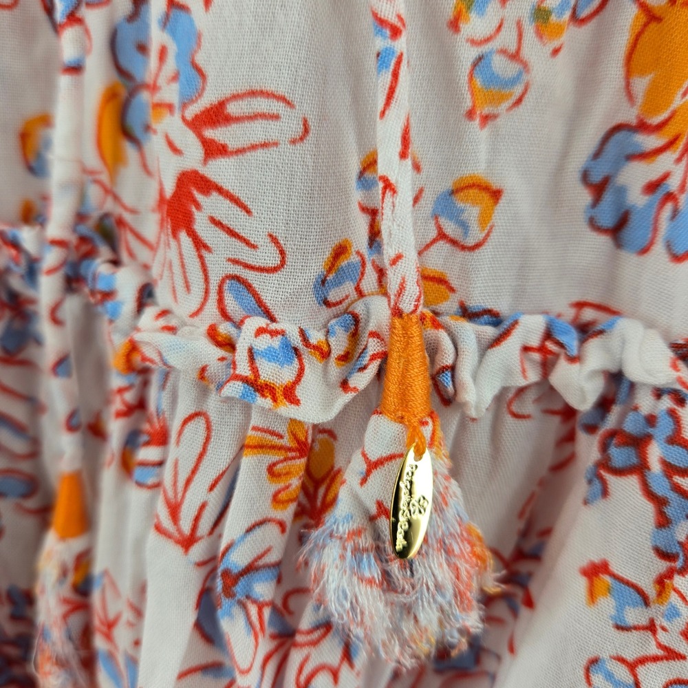 Poupette St Barth Clara Floral Print Sleeveless  Ruffle V Neck Mini Dress‎ M - Picture 6 of 11